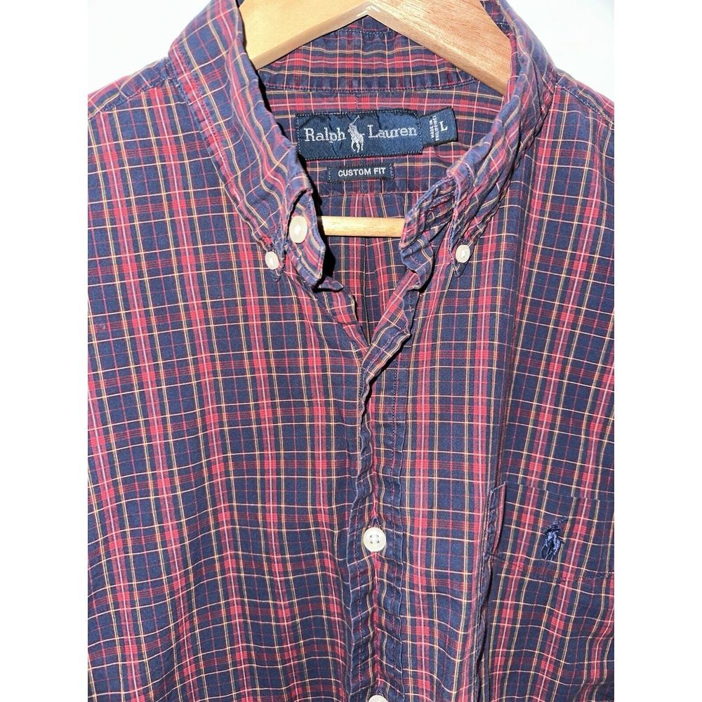 Polo Ralph Lauren Mens Long Sleeve Plaid Button Down Large‎ 100% Cotton Pocket - Picture 4 of 7